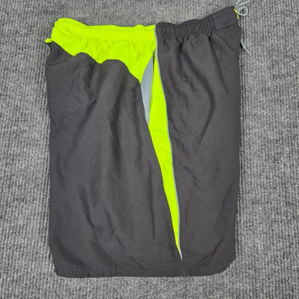 Nike Mens Swim Trunks XXL Tall Gray Neon Volt Yellow Mesh Lined‎ Board Shorts